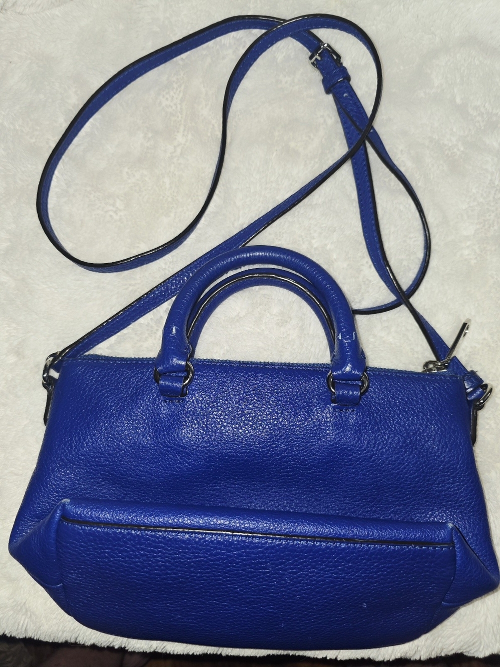 Rebecca Minkoff Cobalt Blue & Silver Micro Moto Satchel & Crossbody Purse Bag - Picture 15 of 16